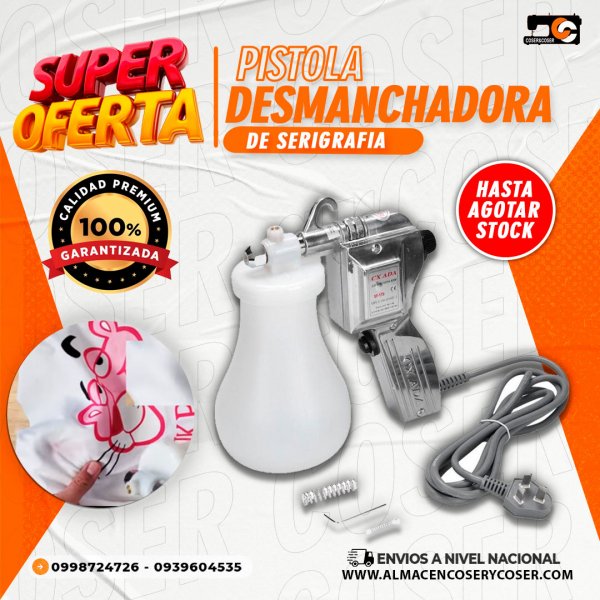 Pistola desmanchadora de serigrafía